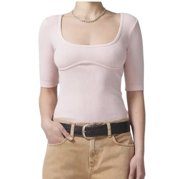 Citizens of Humanity NWT Presley Corset Seamed Tee in Roselle in Sz S - Picture 1 of 7